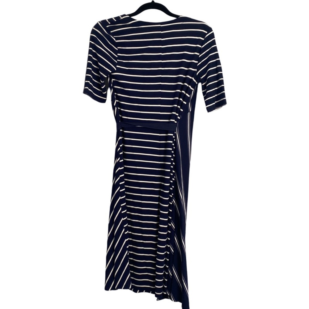 ANN TAYLOR Navy/White Mixed Stripe Wrap Dress SZ XS NEW!! - Picture 3 of 5